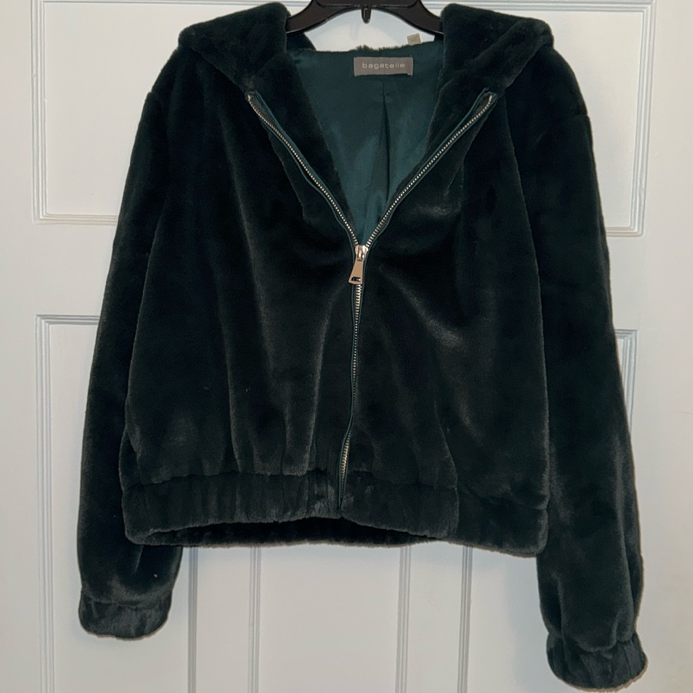 Bagatelle Faux Fur Crop Bomber Jacket
